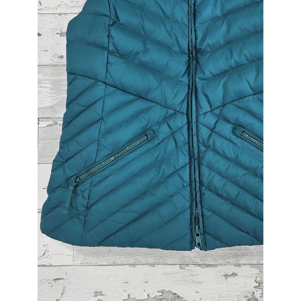 Talbots Down Quilted Puffer Vest Zipper Pockets Front Full Zip Teal Women Small - Picture 3 of 9